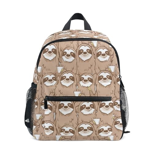 Jungen Mädchen Kleinkind Rucksack Kind Schultaschen, Niedlich Cartoon Verspielter Frosch Kinder Mini Kawaii Rucksäcke Rucksack Kleine Büchertasche Kinderrucksack mit Brustgurt Namensschild, Faultier 104, Einheitsgröße, Kinderrucksack von alaza