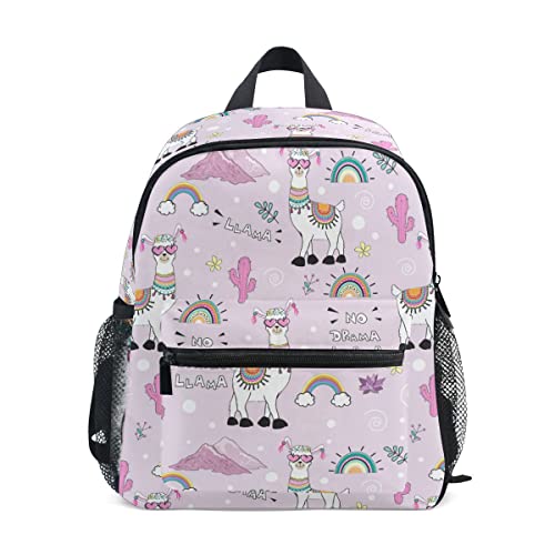 Jungen Mädchen Kleinkind Rucksack Kind Schultaschen, Niedlich Hase und Blumen Kinder Mini Kawaii Rucksäcke Rucksack Kleine Büchertasche Kinderrucksack mit Brustgurt Namensschild, Llama 060, Einheitsgröße, Kinderrucksack von alaza