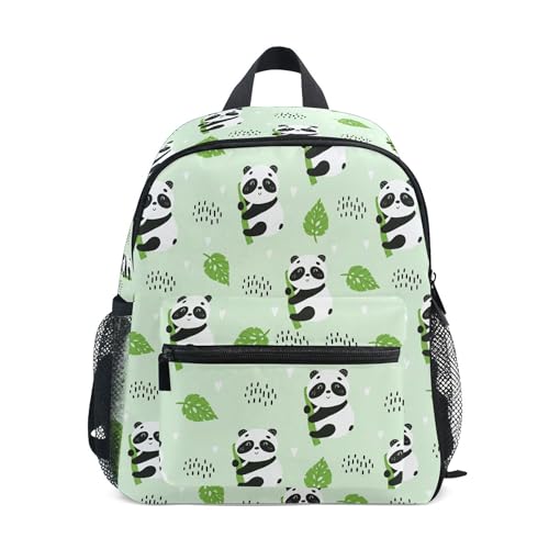 Jungen Mädchen Kleinkind Rucksack Kind Schultaschen, Niedlicher Panda im Wald Bergbaum Kinder Mini Kawaii Rucksäcke Rucksack Kleine Büchertasche Kinderrucksack mit Brustgurt Namensschild, Panda 152, Einheitsgröße, Kinderrucksack von alaza