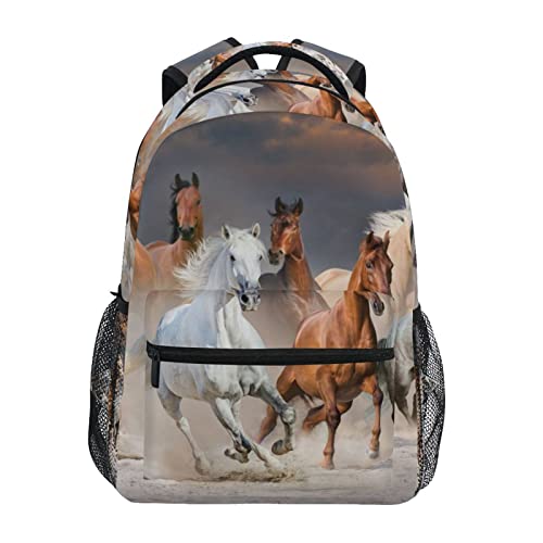 Kinder Rucksack Pferd Mädchen Pferde Schulbuch Dramatisch Sonnenuntergang Gedruckt Schultertasche Tagesrucksack Leichte Büchertaschen Schultasche, B02, Größe L von alaza