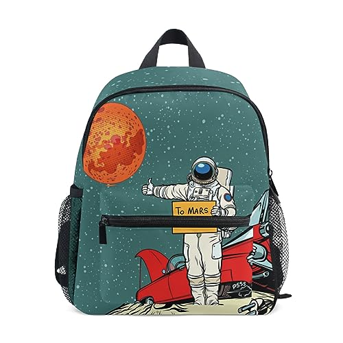 Junge Mädchen Kinderrucksack Kindergarten, Weltraum Cartoon Lässig Mini Backpack Büchertasche mit Brustgurt von alaza