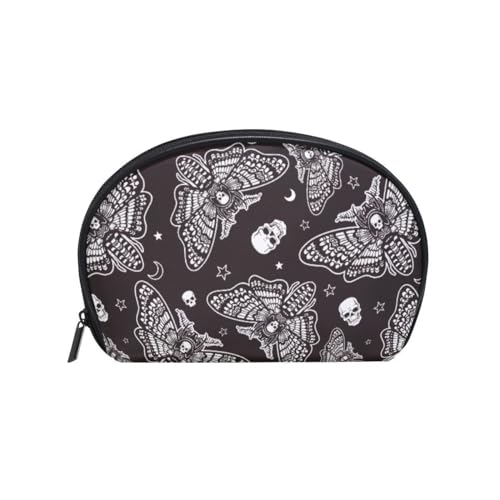 Kleine Make-up-Muscheltaschen für Teenager-Mädchen und Frauen, Gothic-Totenkopf-Reise-Make-up-Organizer, Kulturbeutel, Kosmetiktasche mit Fächern, Schädel 185, Einheitsgröße, Beauty Case von alaza