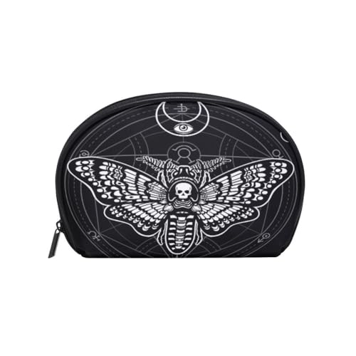 Kleine Make-up-Muscheltaschen für Teenager-Mädchen und Frauen, Gothic-Totenkopf-Reise-Make-up-Organizer, Kulturbeutel, Kosmetiktasche mit Fächern, Schädel 230, Einheitsgröße, Beauty Case von alaza