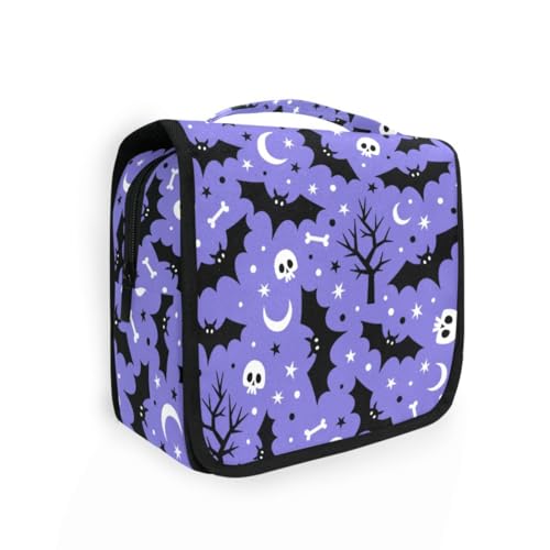 Kulturbeutel zum Aufhängen für Frauen, Reisen, Halloween, Fledermaus, Kulturbeutel, Organizer, tragbare Reisetaschen, Kosmetiktasche, Halloween 141, Einheitsgröße von alaza