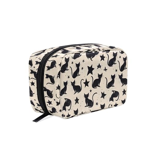 Make-up-Tasche, Make-up-Tasche, Fuchs und Blätter, Kosmetiktasche, Aufbewahrung, Reise-Make-up-Organizer, Etui mit Fächern, Beauty-Tasche für Teenager, Mädchen, Frauen, Damen, Cat A12190, Make-up-Tasche, Make-up-Tasche, Fuchs und Blätter, Kosmetiktasche, Aufbewahrung, Reise-Make-up-Organizer, Etui mit Fächern, Beauty-Tasche für Teenager, Mädchen, Frauen, Damen, Cat A12190, von alaza