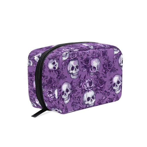 Make-up-Tasche, Make-up-Tasche, Gothic-Totenkopf-Motiv, Fledermaus, Kosmetiktasche, Aufbewahrung, Reise-Make-up-Organizer, Etui mit Fächern, Beauty-Tasche für Teenager, Mädchen, Frauen, Damen, Make-up-Tasche, Make-up-Tasche, Gothic-Totenkopf-Motiv, Fledermaus, Kosmetiktasche, Aufbewahrung, Reise-Make-up-Organizer, Etui mit Fächern, Beauty-Tasche für Teenager, Mädchen, Frauen, Damen, von alaza