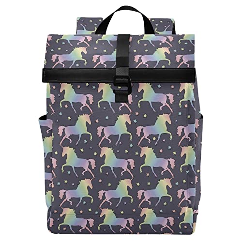 Reiserucksack für Damen und Herren, leicht, wasserdicht, Teenager, College, Laptop, Rucksack, Surfer, Skelett, Totenkopf, Handgepäck, lässiger Tagesrucksack, Anti-Diebstahl-Rucksack für Schule, Business, Arbeit, Einhorn 287 von alaza