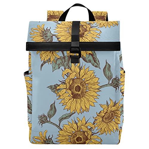 Reiserucksack für Damen und Herren, leicht, wasserdicht, Teenager, College, Laptop, Rucksack, buntes Einhorn, lässiger Tagesrucksack, Diebstahlschutz, für Schule, Business, Arbeit, Sonnenblume 135 von alaza