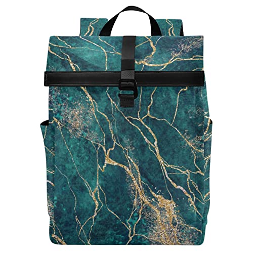 Reiserucksack für Damen und Herren, leicht, wasserdicht, für Teenager, College, Laptop, Blaugrün, Türkis, Batik, Handgepäck, lässiger Tagesrucksack, Anti-Diebstahl-Rucksack für Schule, Business, Arbeit, Marmoriert 151 von alaza