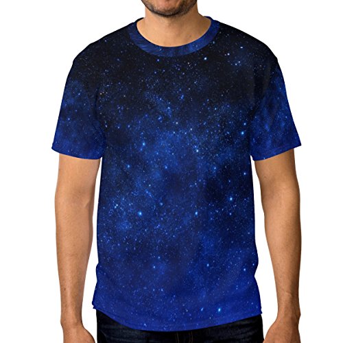 alaza Herren Blaue Steigung Galaxy Stern Nebula Kurzarm T-Shirt beiläufige Klein Multi von alaza