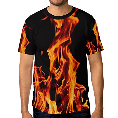 alaza Herren Feuer Flamme Kurzarm T-Shirt beiläufige Mittel Multi von alaza