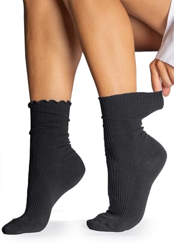 alber's BIO COMFORT – 5er-Pack | Kurze Damensocken aus Bio-Baumwolle, ohne Gummibund, druckfreies Bündchen, atmungsaktiv | Schwarz | Größe 36–41 von alber's