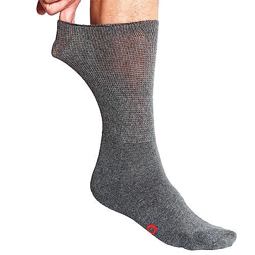 alber's SALUS - 5er Pack | Halblange Sanitärsocken | Baumwollsocken Herren | Ohne Gummizug, Druckfrei | Weiche Frottee-Sohle | Ideal für empfindliche Füße | 2x Dunkelblau, 3x Grau | 42-45 von alber's