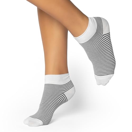 alber's SENSITIVE MINI - 5 Paar | Komfort-Sneakersocken aus Baumwolle für Damen | Weicher, druckfreier Bund | Ideal für geschwollene Knöchel | Fantasiefarben | 36-38 von alber's