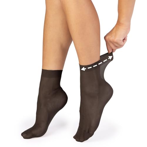 alber's SENSITIVE 20-10er Pack | Feine, Transparente 20 DEN Nylon Damensocken mit Komfort-Bündchen für empfindliche Füße und Beine | Größe 36-41 | Farbe Schwarz von alber's