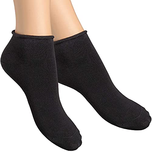 alber's SENSITIVE MINI - 5 Paar - Sneaker-Socken für Damen aus Baumwolle. Weiter Komfortbund, ohne Gummizug, schnürt nicht ein | Schwarz | 36-38 von alber's