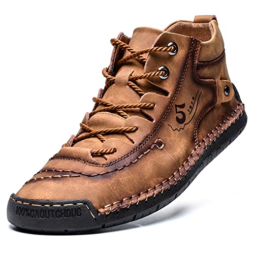 alcubieree Herren Casual Lederschuhe Ankle Chukka Boots Slip On Leichte Loafers Mid Top Walking Fahrschuhe für Herren, gelb, 46 EU alcubieree Herren Casual Lederschuhe Ankle Chukka Boots Slip On Leichte Loafers Mid Top Walking Fahrschuhe für Herren, gelb, 46 EU von alcubieree