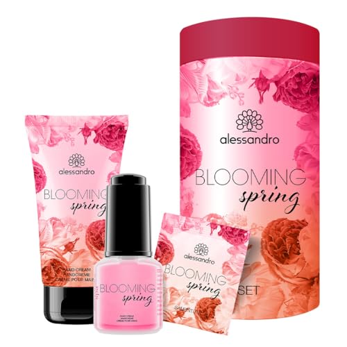 alessandro BLOOMING SPRING SET - Handcreme und Nagelöl- Intensive Handpflege - Blumenduft von alessandro