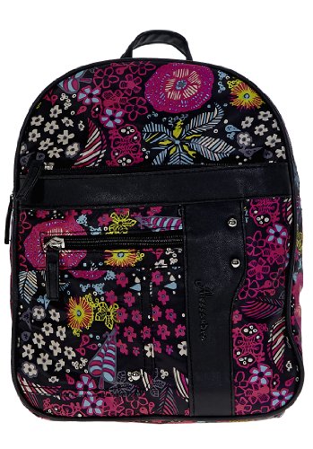 alessandro FASHION BAG Damenrucksack Rucksack Cityrucksack Microfaser/Paisley Violett Schwarz 3 +e von alessandro