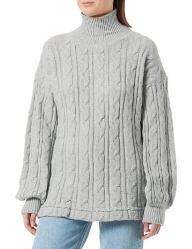 Aleva Women's Damen Rollkragen-Twist-Modepullover Acryl HELLGRAU Melange Größe XS/S Pullover Sweater von aleva