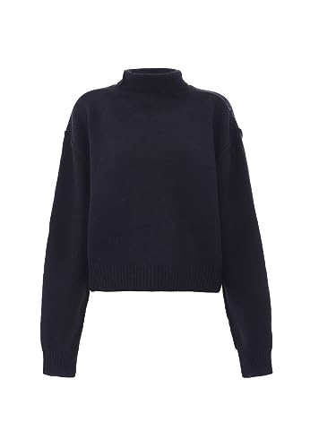Aleva Women's Damen Schmaler Strickpullover mit hohem Halsausschnitt Acryl SCHWARZ Größe M/L Pullover Sweater, M von aleva