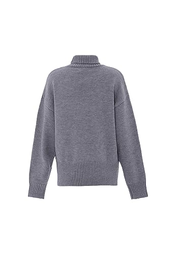 Aleva Women's Damen Slouchy Rollkragen Acryl HELLGRAU Melange Größe XS/S Pullover Sweater von aleva