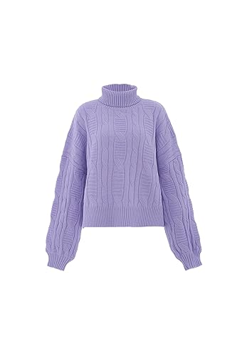 Aleva Women's Damen Vintage-Twist-Strickoberteil mit Rollkragen Acryl SANFTES Lavendel Größe XL/XXL Pullover Sweater von aleva