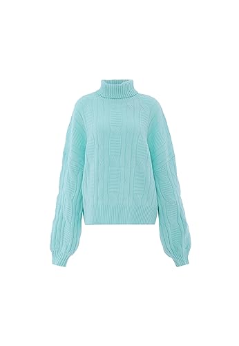 Aleva Women's Damen Vintage-Twist-Strickoberteil mit Rollkragen Acryl SANFTES Mint Größe M/L Pullover Sweater, M von aleva