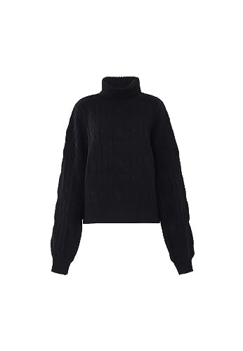 Aleva Women's Damen Vintage-Twist-Strickoberteil mit Rollkragen Acryl SCHWARZ Größe XL/XXL Pullover Sweater von aleva