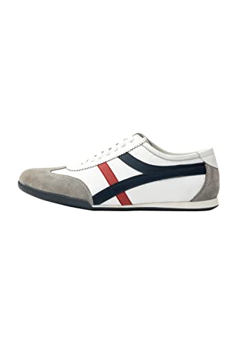 aleva Herren Sneakers aus Leder, Weiss Mehrfarbig, 41 EU von aleva