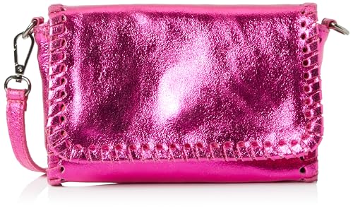 aleva Women's Handtasche aus Metallic-Leder Damen Shopper, Fuchsia von aleva