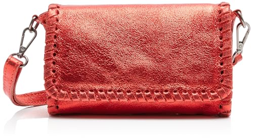 aleva Women's Handtasche aus Metallic-Leder Damen Shopper, Rot von aleva