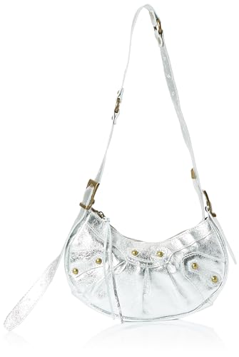 aleva Women's Metallic-Leder Damen Schultertasche, Silber von aleva