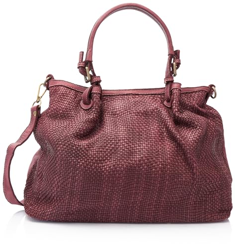 aleva Women's geflochtenem Leder Damen Shopper, DUNKELKIRSCH von aleva