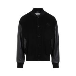Alexander Mcqueen Herren Bomberjacke Aus Schwarzem Kaschmir Und Leder von alexander mcqueen