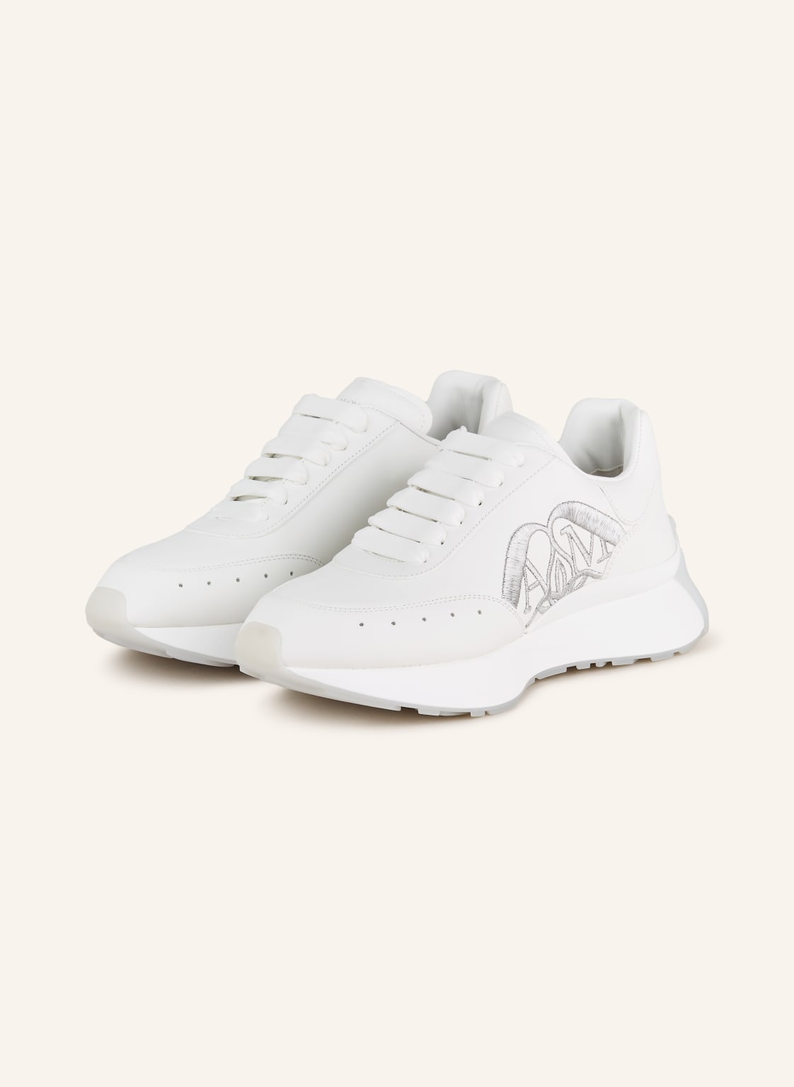 Alexander Mcqueen Sneaker Mit Glitzergarn weiss von alexander mcqueen