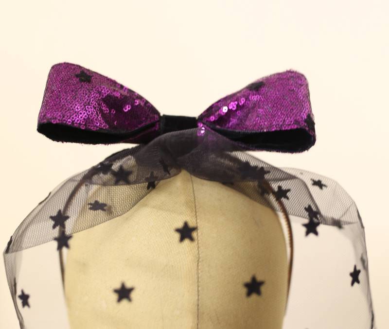 Disco Star Schleier - Rosa Und Schwarz Pailletten Tüll Stern Schleife Fascinator Kopf Stück Alexandra King Ooak Disco Star Schleier - Rosa Und Schwarz Pailletten Tüll Stern Schleife Fascinator Kopf Stück Alexandra King Ooak von alexandrakingdesign