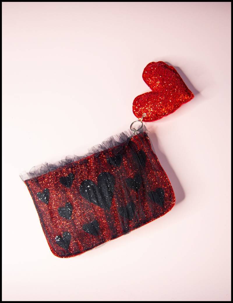 Rot Und Schwarz Herz Novelty Glitzer Clutch Tasche Beutel Von Alexandra King Ooak von alexandrakingdesign