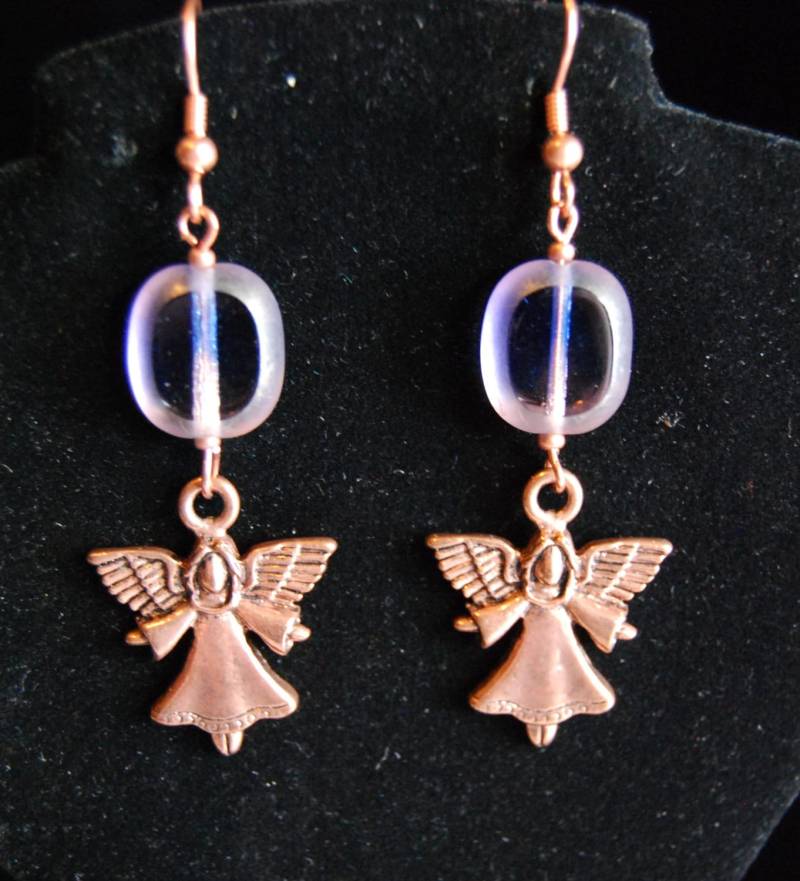Kupfer Und Blau/Rosa Perlen Engel Feen Ohrringe Kupfer Und Blau/Rosa Perlen Engel Feen Ohrringe von alexandrathegreat