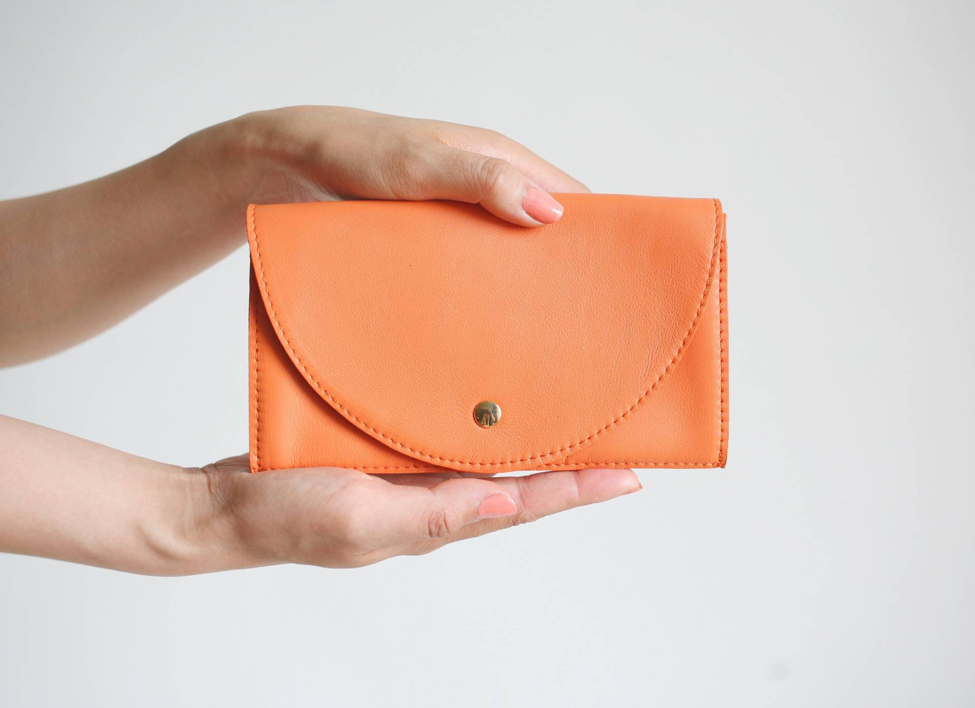 Clutch Portemonnaie Echt Leder Mandarine, Großes Lederportemonnaie, Kellnerportemonnaie von alexbender