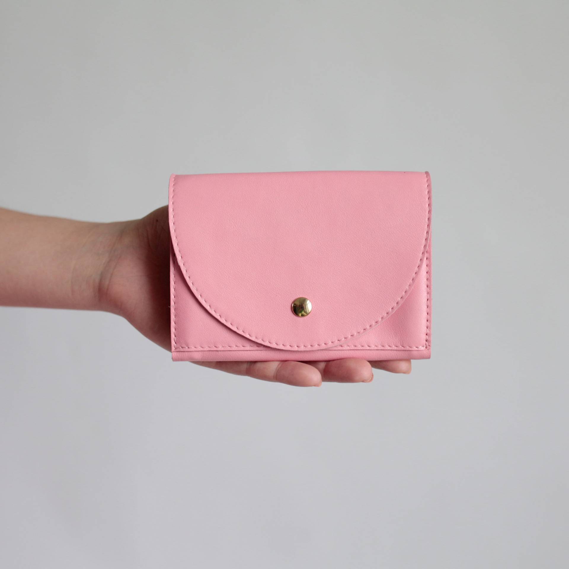 Clutch Portemonnaie Mittlere Größe Echt Leder Flamingo Pink, Großes Lederportemonnaie, Kellnerportemonnaie von alexbender