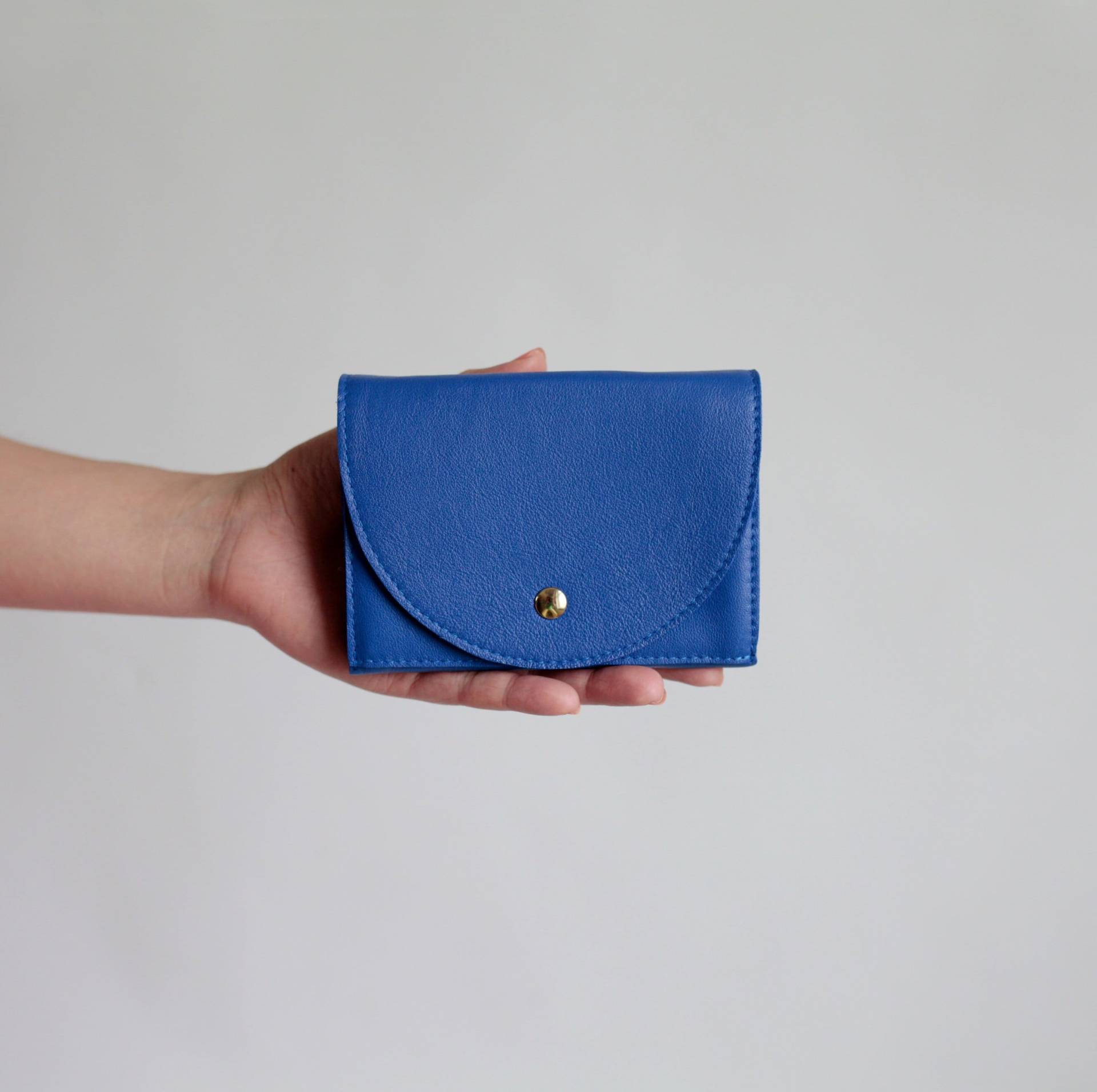 Clutch Portemonnaie Mittlere Größe Echt Leder Royalblau, Großes Lederportemonnaie, Kellnerportemonnaie von alexbender