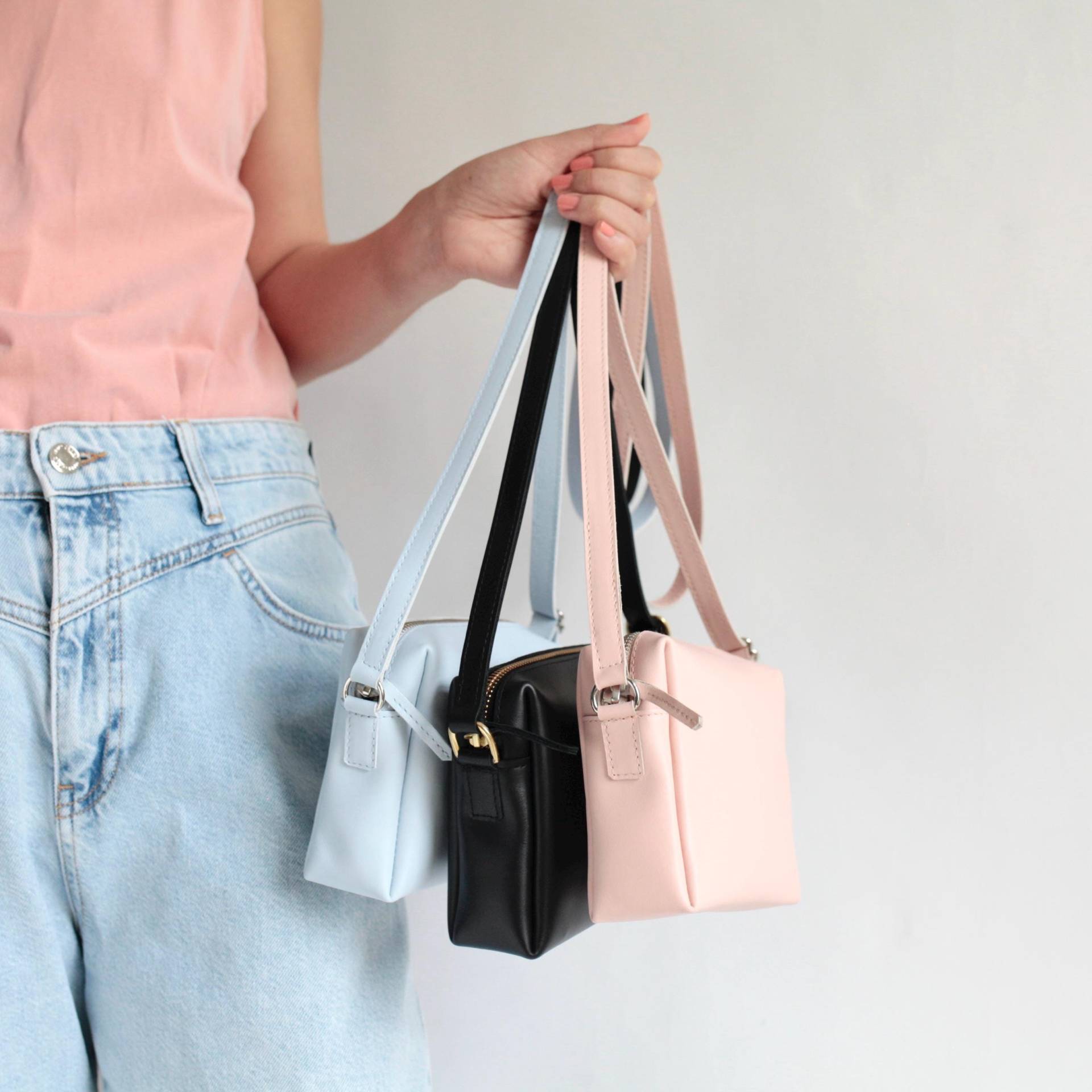 Schultertasche Mini Box Blush Handgefertigte Kleine von alexbender