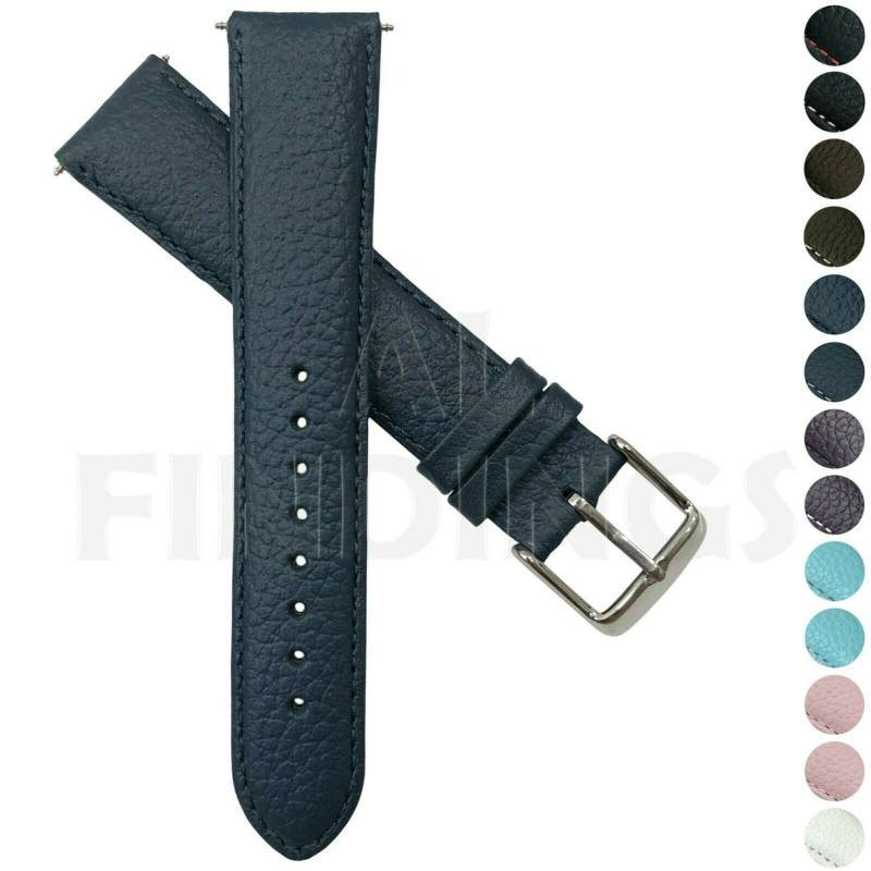 Echtleder Uhrenarmband Blau Buffalo Grain Band Herren Damen Gepolstert Ss-Schnalle | 25 von alfindingsltd