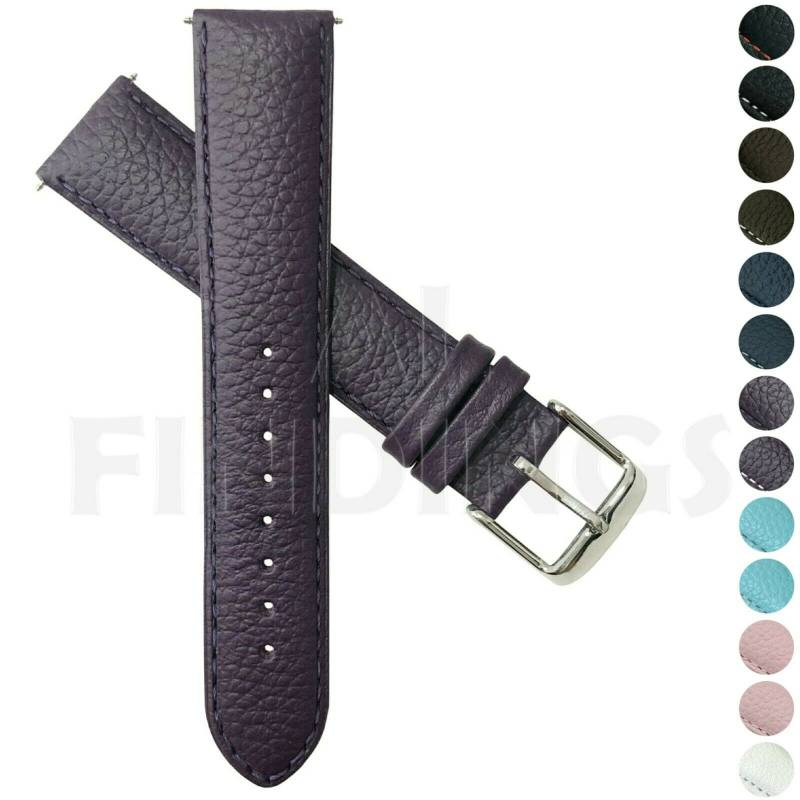 Echtleder Uhrenarmband Violett Büffelkornband Herren Damen Gepolstert Ss-Schnalle | 25 von alfindingsltd
