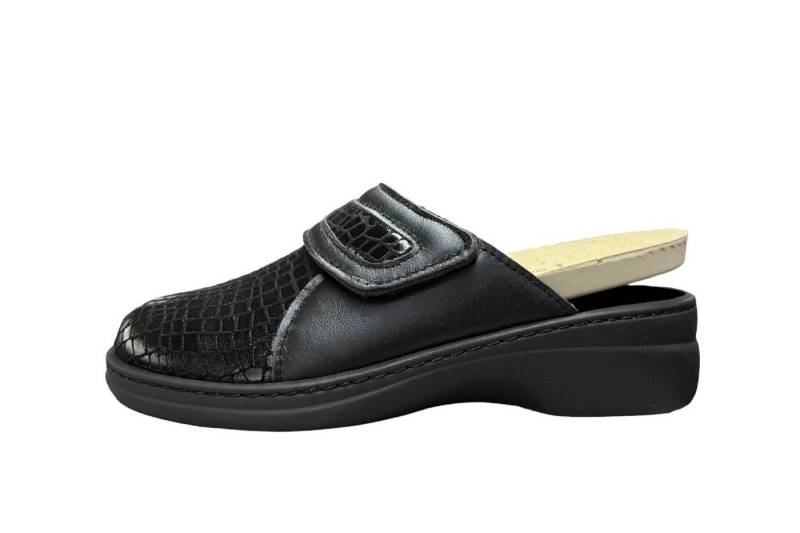 algemare Algemare Damen Pantoffel 5933-0102 schwarz Krokostretch/Nappa Hausschuh von algemare