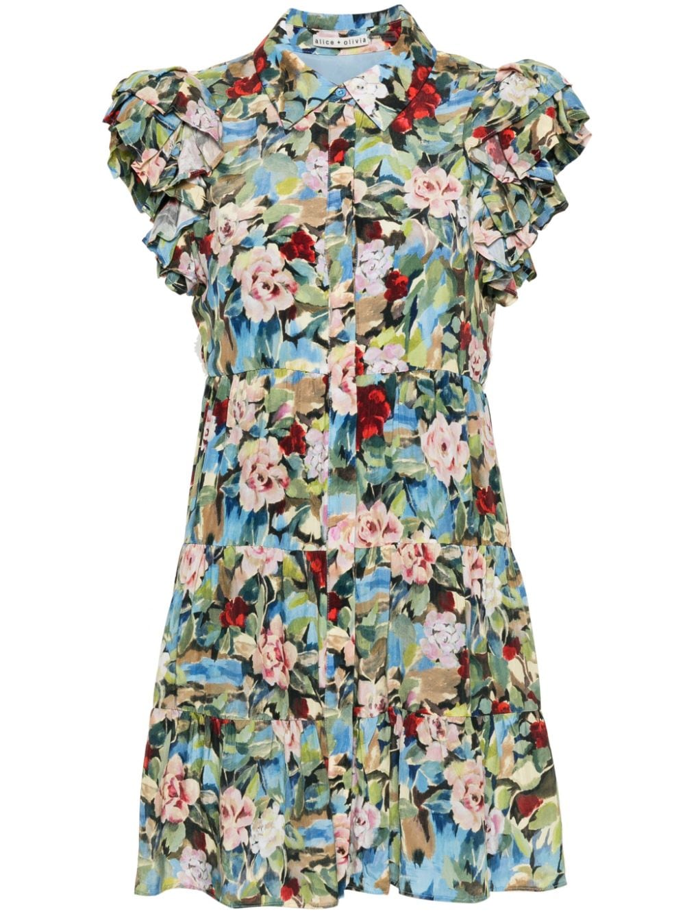 alice + olivia Leeva Minikleid mit Blumen-Print - Blau von alice + olivia