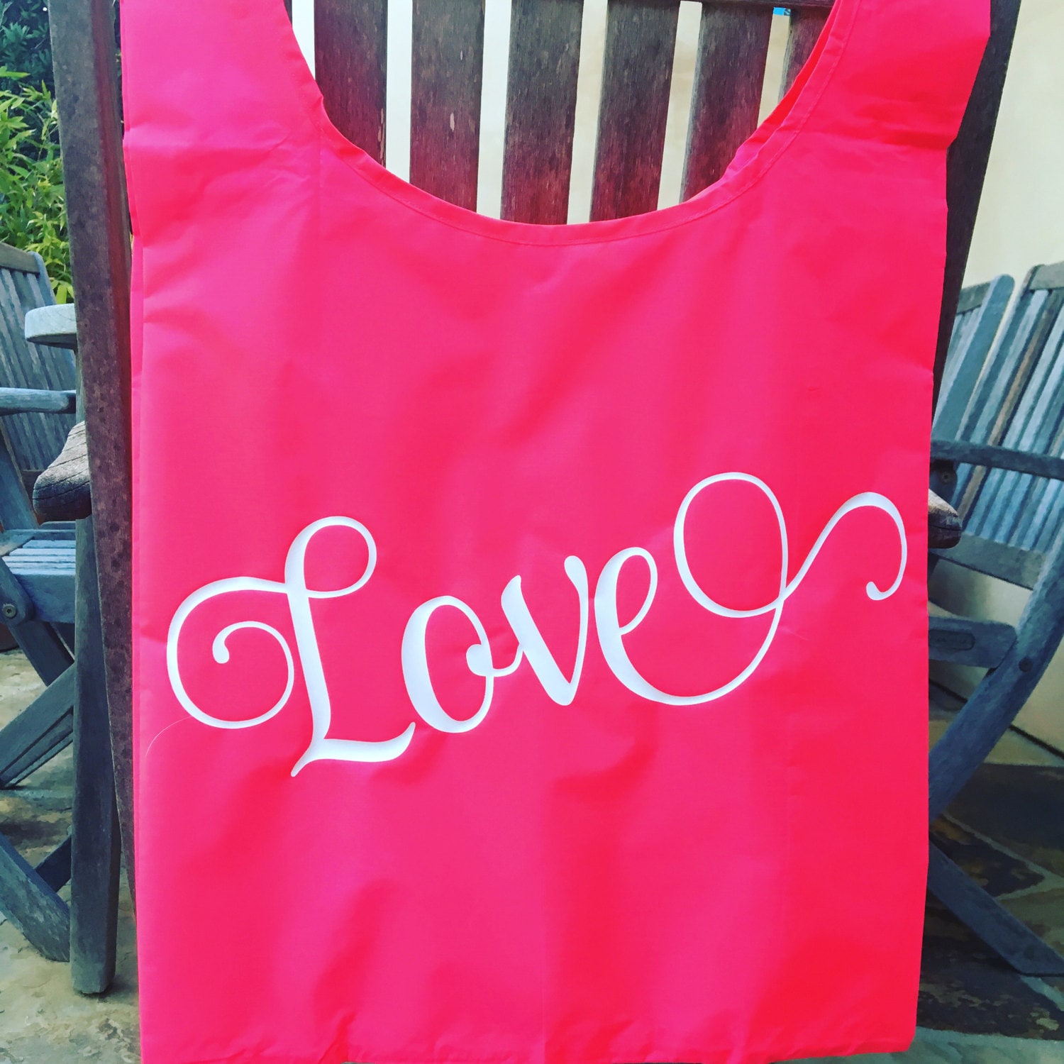 Baggu Hot Pink Tasche | Erdfreundliches Tote Zeigen Sie Ihre Liebe Love Einkaufstasche Wiederverwendbare Nylontasche Freundin Geschenkideen von alidesignsSB