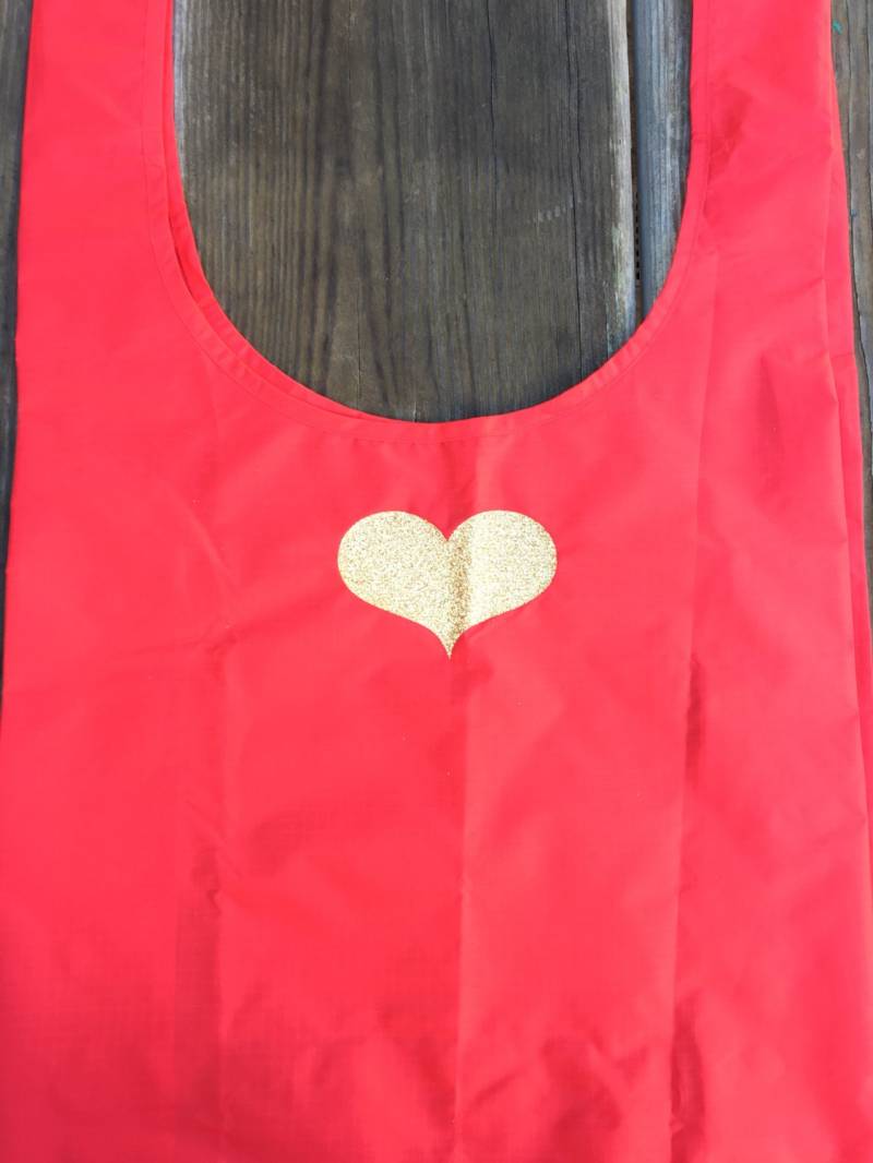 Herz Baggu Tasche | Glitzer Rote Einkaufstasche Wiederverwendbare Umweltfreundliche Geschenkideen Nylon Markttasche von alidesignsSB