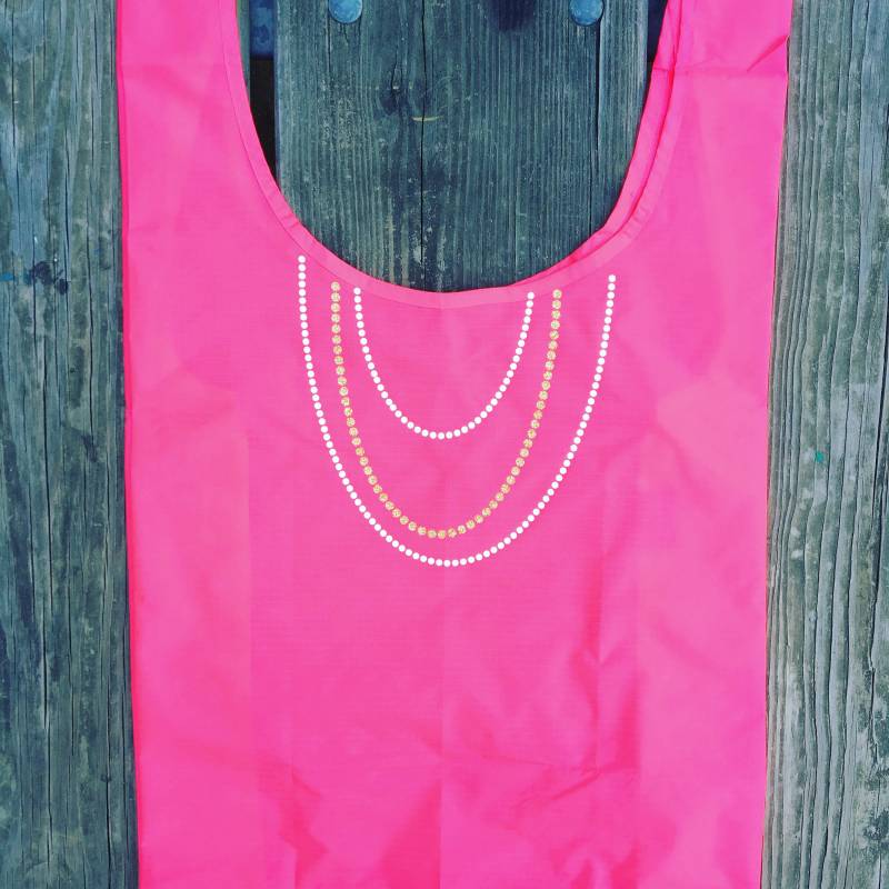 Rosa Baggu Tasche | Erdfreundliches Tote Wiederverwendbare Markttasche Nylon Einkaufstasche Halskette Freundin Geschenkidee von alidesignsSB